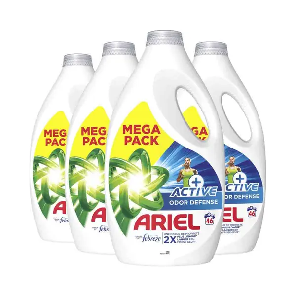 4x Ariel Vloeibaar Wasmiddel +Active Odor Defense 46 Wasbeurten 2070 Ml thumbnail