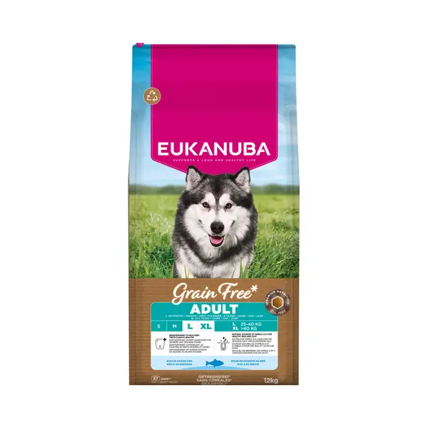 Eukanuba Grain Free Adult Large & Giant Breed Ocean Fish - Economy Pack, 2 X 12kg (Verpakking van 2) thumbnail