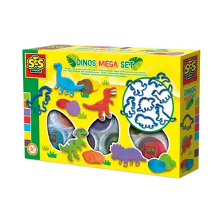 Ses Creative 00503 Dino Clay Mega Set - with 7 Dinosaur Clay Moulds - 7 Colours of Clay - Gluten-Free - Vegan