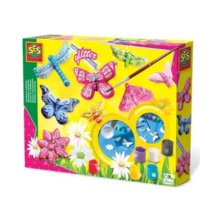 Ses Creative Gieten en schilderen - Vlinders en glitter - sneldrogend - met vormpjes, gips, verf, penseel en glitters