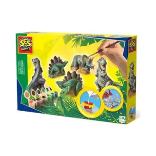 Ses Creative 01406 Gips Gießen Bastelset Dinosaurier-Set, Kreativspielzeug für Kinder