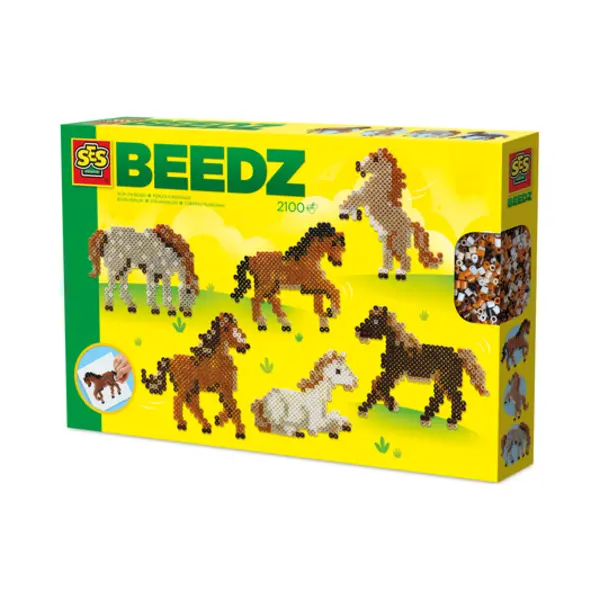 Ses Creative Beedz 06222 Pferde aus Bügelperlen gestalten - Gestalte dein Lieblingspferd mit Perlen - Quadratische Steckplatte und 2100 Perlen - Für Kinder ab 5 Jahren thumbnail