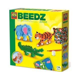 Ses Creative Beedz 06260 Bügelperlen-Set Safari-Tiere, 2000 Perlen für 3D-Tierfiguren