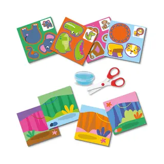 Ses Creative Ik leer knippen en plakken - 4 knip kaarten en 4 plak kaarten - inclusief veilige kinderschaar en vingerlijm