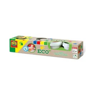 Ses Creative 24926 - Eco Fingerfarbe 4 Farben x 150ml, aus natürlichen Rohstoffen, Hautfreundlich, Auswaschbar, Recycelte Verpackung, 110 g (4er Pack)