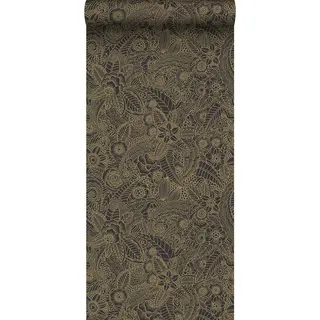 ESTAhome Behang Bloemtekeningen Zwart En Goud - 53 Cm X 10.05 M - 139563