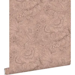 ESTAhome Behang Bloemmotief Terracotta Roze - 53 Cm X 10.05 M - 139794