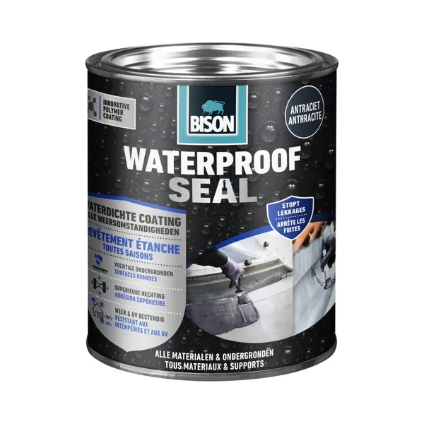 Bison Waterproof Seal Antraciet 1 Kg Waterdichte Coating, Voor Alle Weeromstandigheden, Waterdicht Maken, Dakovergangen, Dakgoten, Dak, Carports, thumbnail