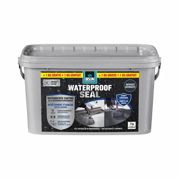 Bison Waterproof Seal 6 + 1 Kg Gratis, Waterdichte Coating, Voor Alle Weeromstandigheden, Waterdicht Maken, Dakovergangen, Dakgoot Reparatie Carports, thumbnail