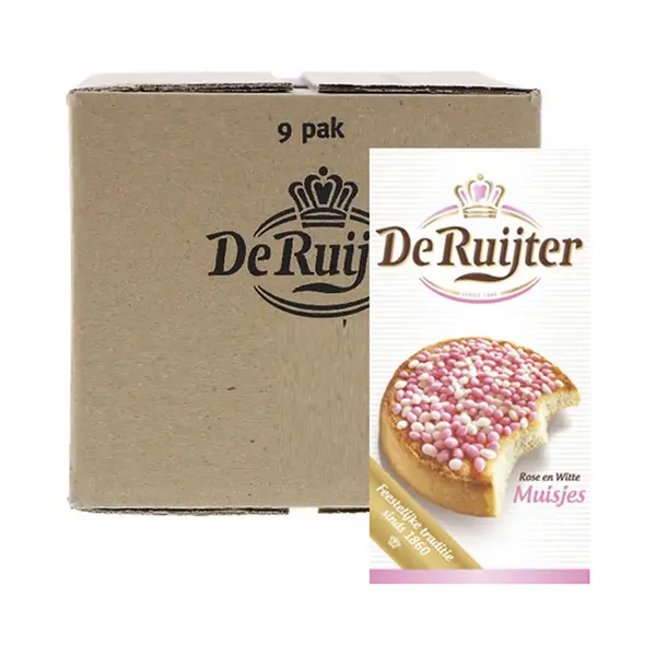 De Ruijter Roze & Witte Muisjes - Traditionele Broodspread - 9 X 330g thumbnail