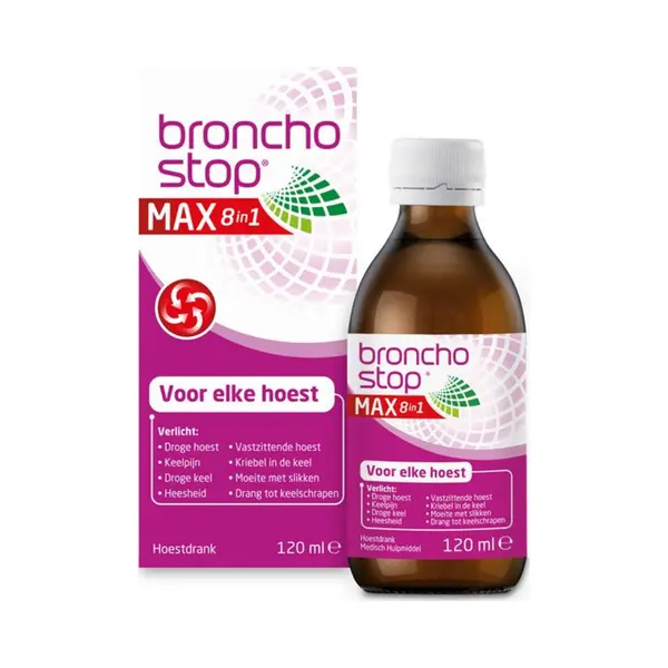 Bronchostop Hoestdrank Max 8-in-1 - Hoestdrank Voor Elke Hoest - Een Snelle Verlichting Van Elke Hoest, Bij Verkoudheid - 120 Ml thumbnail