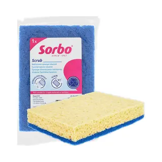 Sorbo Sanitairspons Viscose – Blauw – Dubbelzijdige Spons Met Schuurzijde & Absorberende Kant – Voor Streeploos Schoon Sanitair – 1 Stuk