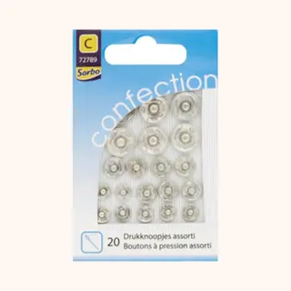 Sorbo Confection Drukknopen Aannaaibaar - 20 Stuks Assorti - 7 - 12 Mm - Zilver - Drukkers - Roestvrij En Nikkelvrij