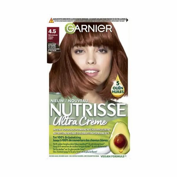 Gratis, Garnier Nutrisse Ultra Crème Permanente Haarkleuring 4.5 Mahoniebruin thumbnail