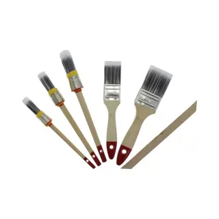 Budgetline Kwastenset - 6-delig - Synthetisch Haar, Houten Steel - 8 - 10 - 14
