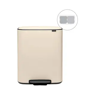 Brabantia Bo Prullenbak - 2 X 30 Liter - Afvalscheiding - Soft Beige