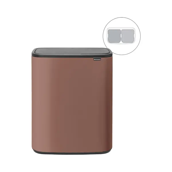 Brabantia Bo Touch Bin Prullenbak - 2 X 30 Liter - Afvalscheiding - Satin Taupe thumbnail