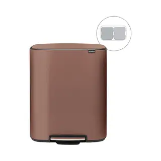 Brabantia Bo Prullenbak - 2 X 30 Liter - Afvalscheiding - Satin Taupe (2 Stuks)