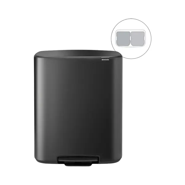 Brabantia Bo Prullenbak - 2 X 30 Liter - Afvalscheiding - Confident Grey (2 Stuks) thumbnail