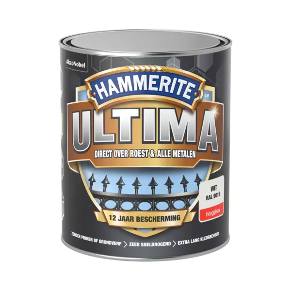 Hammerite Ultima Hoogglans - Verkeerswit - 0, 75L thumbnail
