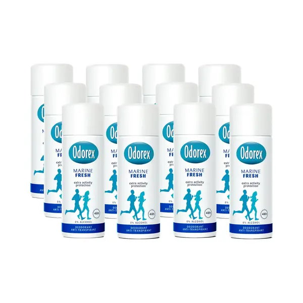 Odorex Marine Fresh Reisverpakking Anti-Transpirant Deodorant Spray - 12x 50ml - Voordeelverpakking thumbnail