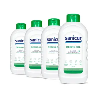 4x Sanicur Bad En Douchegel Dermo Oil 1000 Ml