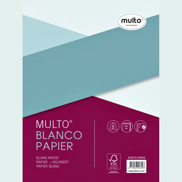 Multo Ringbandinterieur - A5 - 17-gaats - Blanco Papier - Mu-3007310950 thumbnail