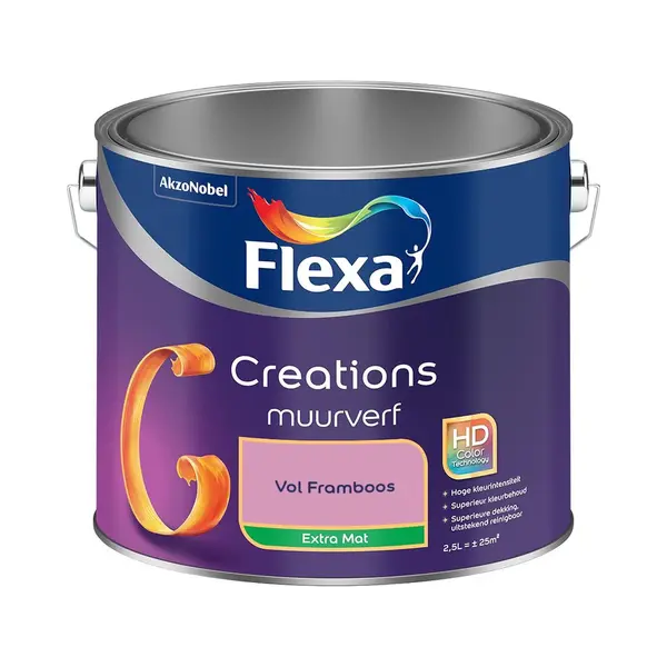 Flexa - Creations Muurverf Extra Mat - Vol Framboos - Mengverf - 2.5 L thumbnail