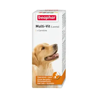 Beaphar 11429 Multi-Vit Hund 50ml - Mit Carnitin - Hilft Bei Der Häutung - Fördert Den Zustand - Einfach Zu Bedienen