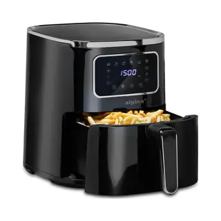 Alpina Airfryer 4.5L - Heteluchtfriteuse 1-4 Personen - Air Fryer Met Digitaal Touchscreen - Instelbare Temperatuur 80 Tot 200 Graden - Timer Functie