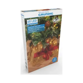 Grundig Kerstboomrok Cadeau - Kerstboommand Met Kerstverlichting - 40x Led Lampjes - Kerstboomhuls Opvouwbaar - Kerstboom Standaard 45 X 45 X 27, 5 Cm