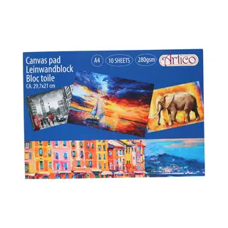 Artico Canvas Blok | Schetsblok | Schetsboek | A4 Formaat | 10 Vellen | Tekenpapier | Schilderen | Verven | Hobby | Creative
