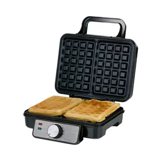 Alpina Wafelijzer 1200W - Wafelmaker Voor 2 Wafels - Instelbare Temperatuur Met Draaiknop - Anti-aanbak Bakplaten - Controlelampjes - 220-240V Zwart
