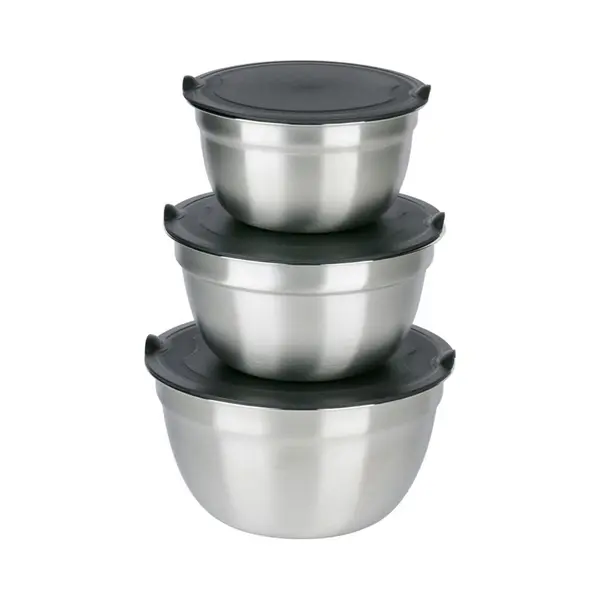 Alpina Rührschüssel Set Edelstahl - Edelstahlschüssel Mit Deckel - Schüsselset Für Küche Und Salate - Mixing Bowl Set Für Rührschüsseln - thumbnail