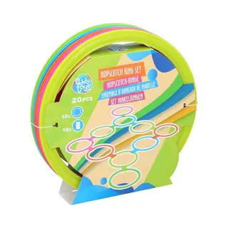 Eddy Toys Hinkelspel Ringen Set 20 Delig - Ø27, 5 Cm - Hopscotch Ring Set Met 10 Ringen En 10 Koppelstukken - Kinder Hinkelspel Voor Buiten -