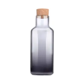 Alpina Glazen Fles Met Kurk Smoke - Glazen Drinkfles - Karaf - 1.25L - Zwart
