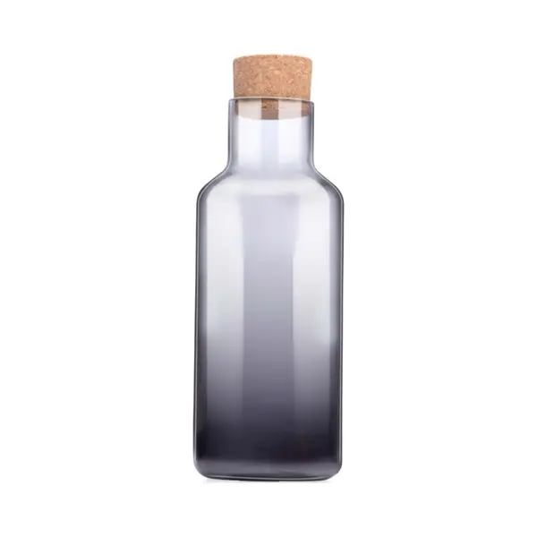 Alpina Glazen Fles Met Kurk Smoke - Glazen Drinkfles - Karaf - 1.25L - Zwart thumbnail