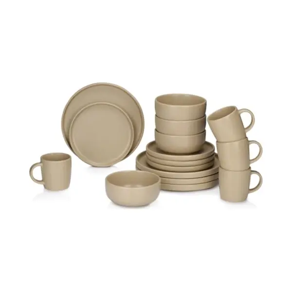 Alpina Geschirrset 16-Teilig - Teller Set 4 Personen - Steinzeug Geschirr - Frühstücksteller, Essteller, Schalen Und Tassen - Mikrowellen- Und thumbnail