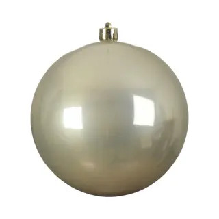 Decoris Kerstbal - Licht Parel/champagne - Groot - 14 Cm - Kunststof - Glans - Kerstversiering