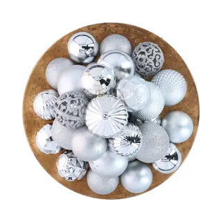 Giftsome 60 Weihnachtskugeln Set - Christbaumkugeln Silber - Weihnachtsbaum Deko - Christbaumschmuck - Weihnachtsbaumkugeln - Für Den Innen- Und