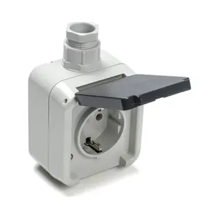 Peha Spatwaterdicht Contactdoos Opbouw Enkelvoudig Randaarde Wartel M20