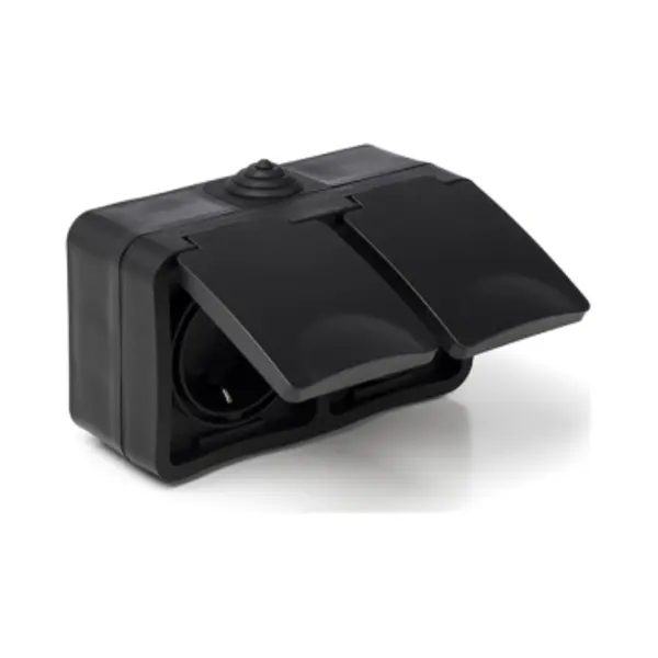 Q-Link - Wandcontactdoos - Buitenstopcontact - Opbouw - Horizontaal - Dubbel Stopcontact - Spatwaterdicht IP54 - Randaarde - Kinderbeveiliging - Mat thumbnail