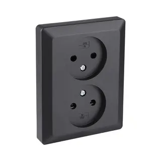 Q-Link Dubbel Stopcontact - Wandcontactdoos - Inbouw Contactdoos Met Shutter - Zwart