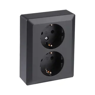 Q-Link Dubbel Stopcontact � Wandcontactdoos Met Kinderbeveiliging En Aanraakbeveiliging � Inbouw � Zwart