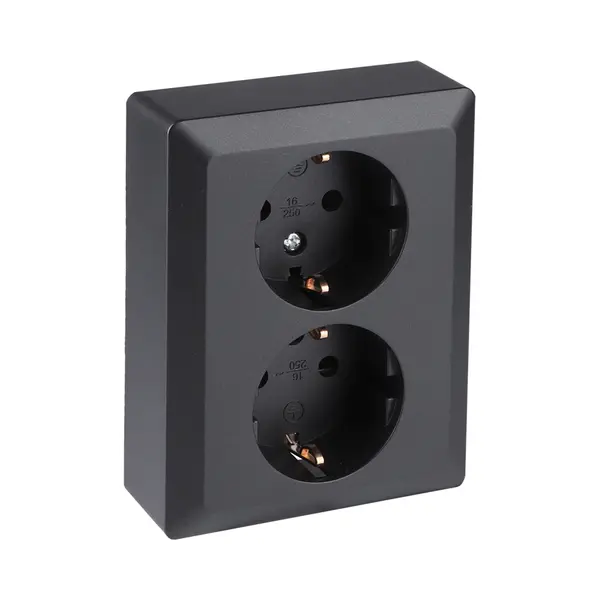 Q-Link Dubbel Stopcontact � Wandcontactdoos Met Kinderbeveiliging En Aanraakbeveiliging � Inbouw � Zwart thumbnail