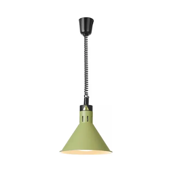 Hendi Höhenverstellbare Wärmelampe, Konisch, , Grün, 230V/250W, ⌀275x(H)250mm, Warmhoudplaat, Groen thumbnail