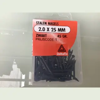 Deltafix. Muur Spijker. Steen Spijkers. Beton. Stalen Nagels 2, 0 X 25mm. Zwart