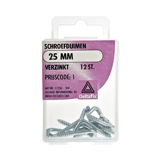 Deltafix Schroefduimen - 12x - Verzinkt Metaal - 25 Mm - Ijzerwaren Bevestigsmaterialen