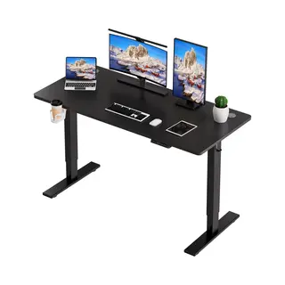 Homavo Zit-sta Bureau Elektrisch Verstelbaar 140x70cm, Geheugenfunctie En Anti-botsing, Usb-A En Type C Poorten, Verstelbare Hoogte (Zwart)