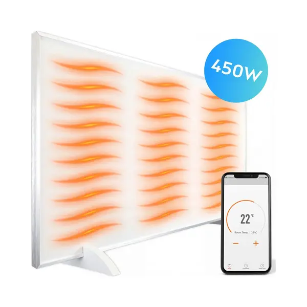 Silvergear Infrarood Verwarmingspaneel Met Thermostaat - Elektrische Verwarming Met App - 450W - Wit thumbnail
